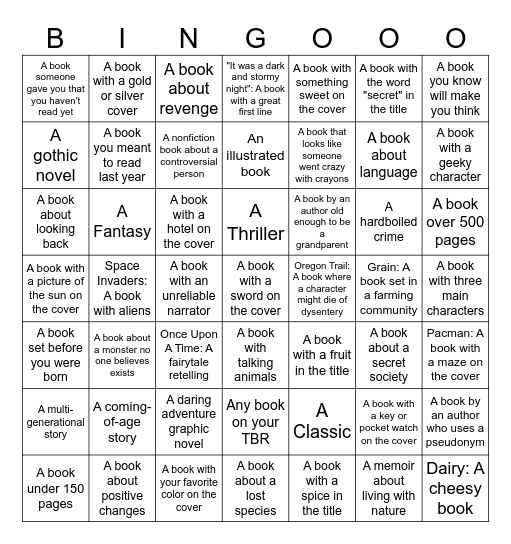 2024 Pick Your Poison Reading Challenge Bingo Card