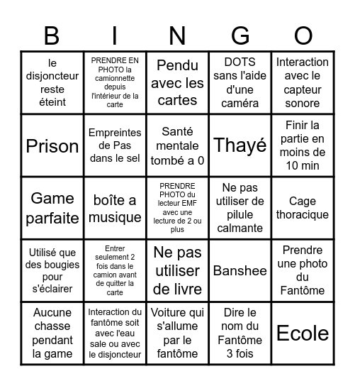 Bingo Phasmo Bingo Card