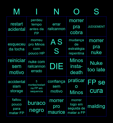 MINOS P Rank Bingo Card