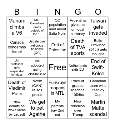 2024 Bingo (Fred) Bingo Card
