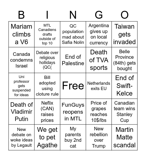 2024 Bingo (Fred) Bingo Card