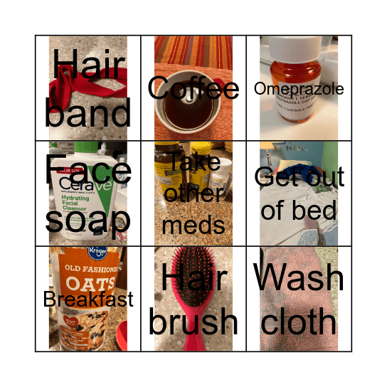 Morning routine Bingo Card