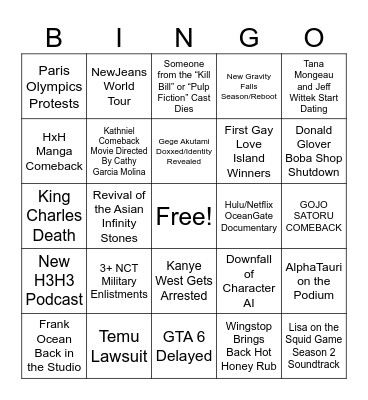 2024 Bingo Card