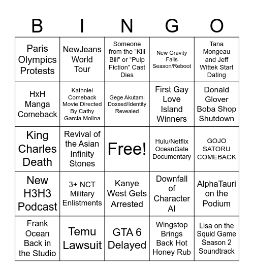 2024 Bingo Card