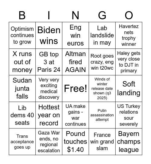 2024 Bingo Card