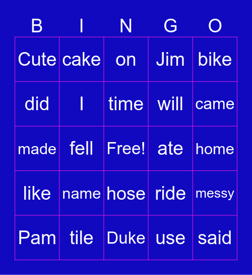The Cake Bingo Card
