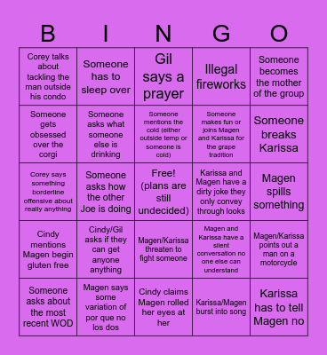 New Years Eve Bingo Card