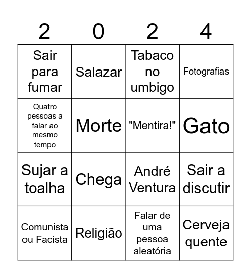 Ano novo Bingo Card