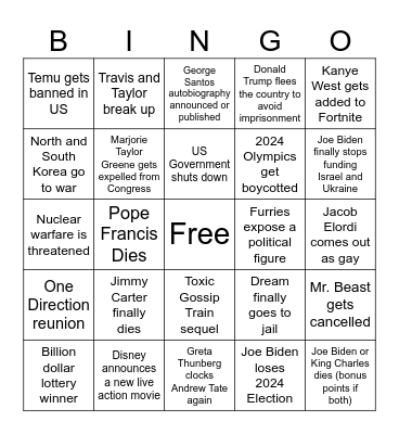 2024 Bingo Card Bingo Card