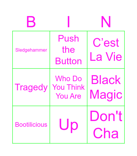 girl bands Bingo Card