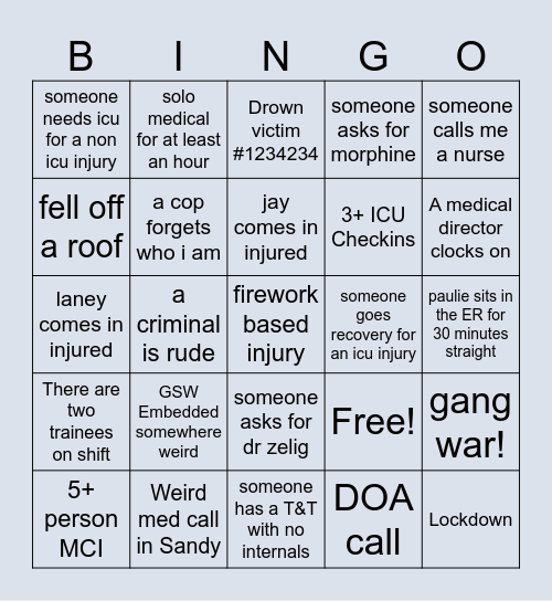 PB NYE Bingo Card