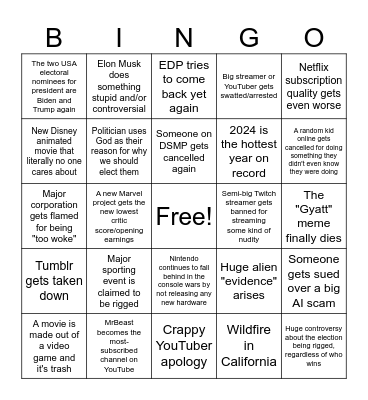 2024 Bingo! Bingo Card