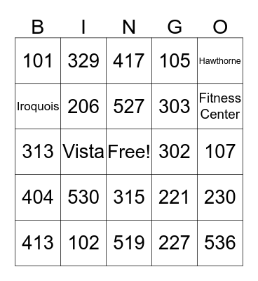 Fairfield Inn and Suites Room Bingo! Bingo Card