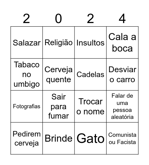 Ano novo Bingo Card