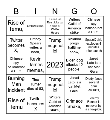 NYE BINGO Card