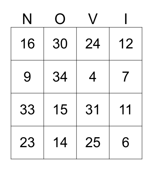 Senior All Night Party 2016 Bingo Card