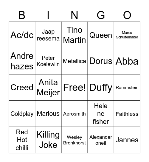 Oudjaar Bingo Card