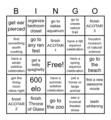 Taylor's 2024 Bingo Card