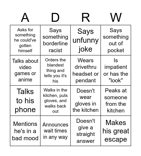 A Bingo To End All Bingos Bingo Card