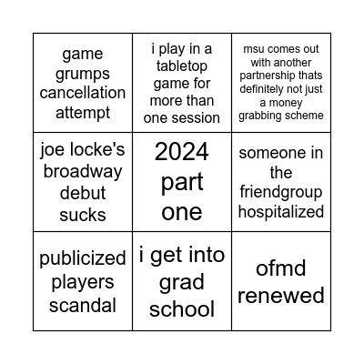 2024 Bingo Card