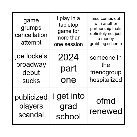 2024 Bingo Card