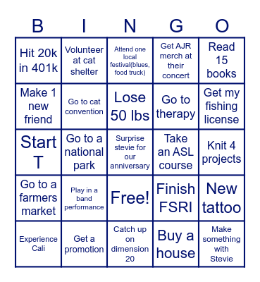 Elliot 2024 Bingo Card