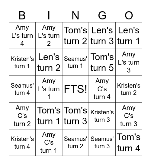 FTS years in review Bingo Card