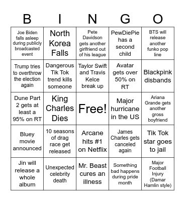 2024 Bingo Board Bingo Card
