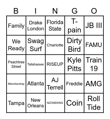 RISEUP Tour BINGO Card
