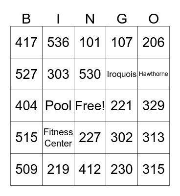 Fairfield Inn and Suites Room Bingo! Bingo Card