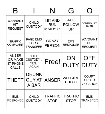 911 NEW YEARS EVE- DAYSHIFT BINGO Card