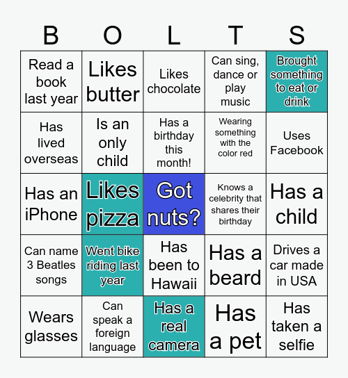 Nuts and Bolts Holiday Party 2024 Bingo Card
