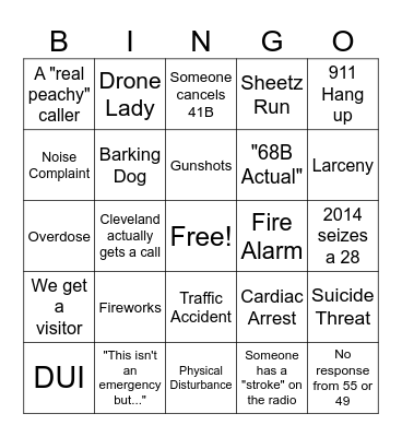 New Years 911 Bingo Card