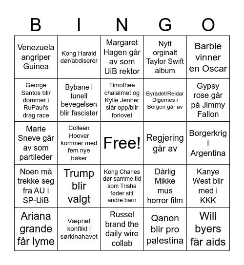 2024 bingo Card