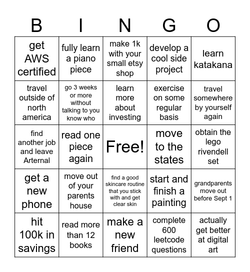 My 2024 Bingo Card