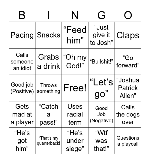 Kyle’s Board Bingo Card