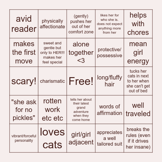 Mae type bingo Card