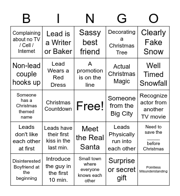 Christmas Rom-Com Bingo Card