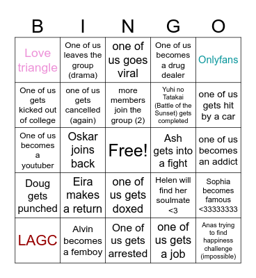 what will happen to our group this year! (2024) Bingo Card