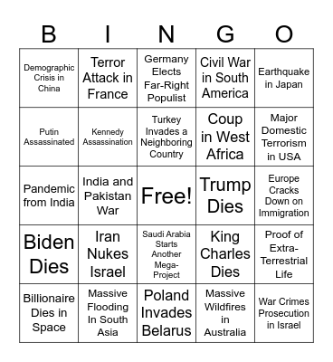 2024 GEOPOLITICS BINGO Card