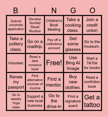 Winter Quarter Bingo Card