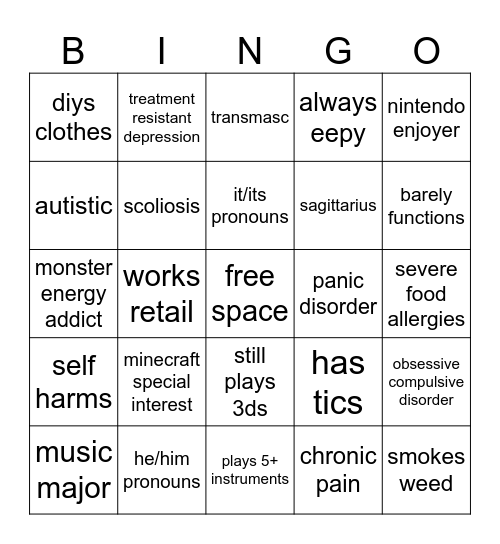 cid’s bingo Card