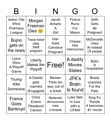 2024 Daddy Bingo Card