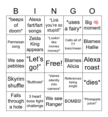 Jordan’s Stream Bingo Card