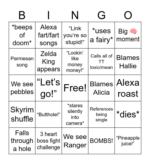 Jordan’s Stream Bingo Card