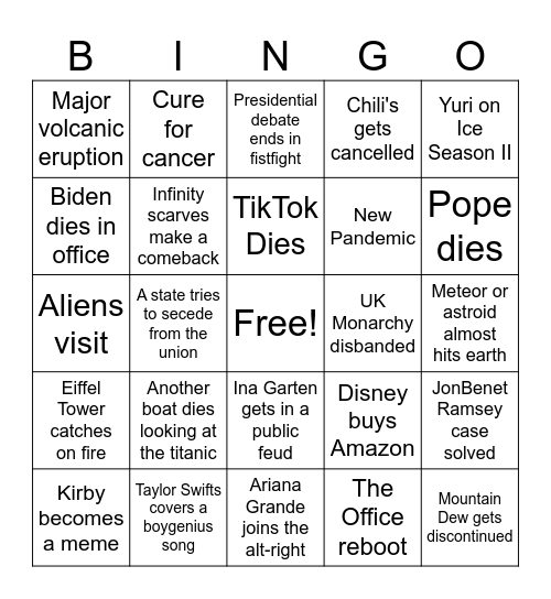 2024 Bingo Card Bingo Card
