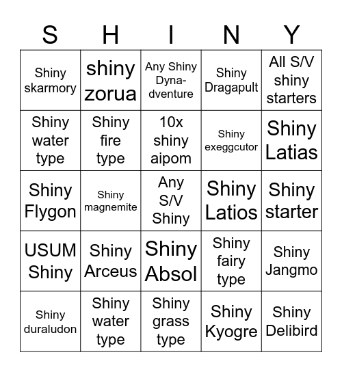 Shiny 2024 Bingo Card