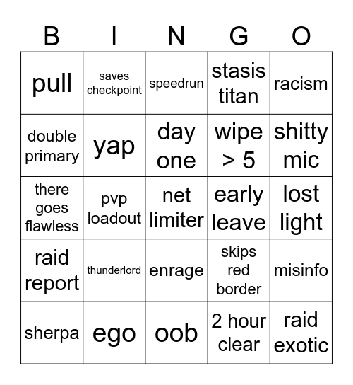 LFG BINGO Card