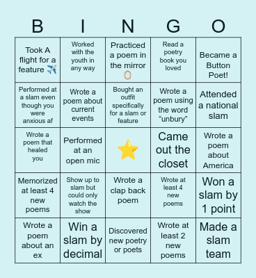 2023 SLAM POET Bingo Card