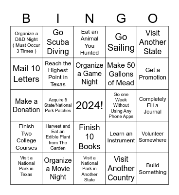 2024 Bingo Card